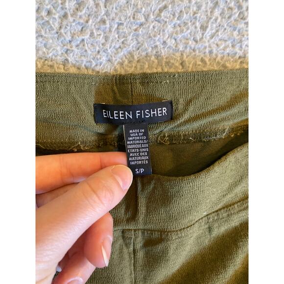 Eileen Fisher Pants Small Pull On Slim Straight Made in USA Low Rise Green - Picture 3 of 10